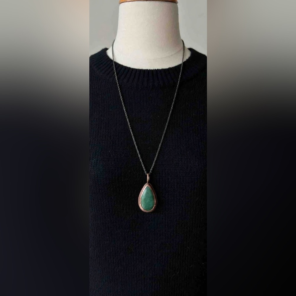 VTG RAFAEL CANADA Modernist Jade Brutalist Necklace Signed Alfandary MCM Artisan